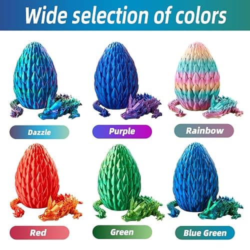 3D Printed Dragon Egg, 15Inch Crystal Dragon with Egg,Surprise Egg,Articulated Fidget Toys for Executive Home Office Decor,Toys for Kids Gifts thumbnail 5
