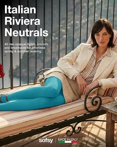 sofsy 10-Year Hosiery Craftsmanship - Italian 40 Den Run Resistant Opaque Tights for Women | High-Waist, Reinforced Toe thumbnail 3