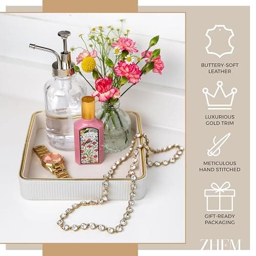 Perfume Tray for Women Valet Tray Night Stand Bedside Organizer| Perfume Organizer Catchall| Perfume Trays for Dresser Vanity Tray for Dresser Countertop| Perfume Holder thumbnail 12
