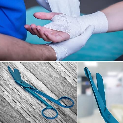 Green Max Lister Bandage Scissors-Safety Bandage & Trauma Shears-Stainless Steel Professional Scissors for First Aid Utility-Medical Care & Home Nursing-Size 5.5" (Blue, 5.5) thumbnail 6