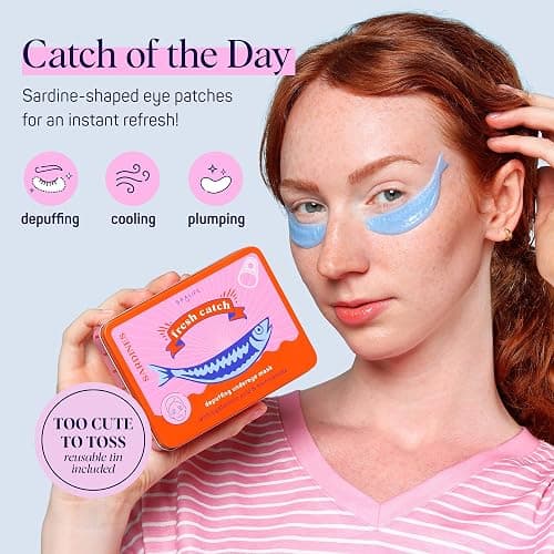 SpaLife Fresh Catch Hydrogel Under Eye Patches for Dark Circles | Sardine Under Eye Patches for Puffy Eyes | Niacinamide & Hyaluronic Acid Undereye Masks | Pack of 8 Pairs (8 Undereye Treatments). thumbnail 2