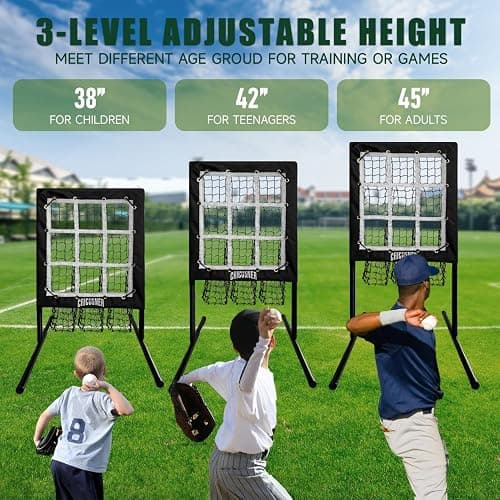 9 Hole Pitching Net, Heavy-Duty Baseball Net with Strike Zone for Pitching and Hitting, Height Adjustable Training Equipment with 9 Pocket Pitching Target for Baseball & Softball Practice thumbnail 4