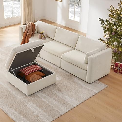 CHITA Oversized Modular Sectional Sofa, FSC Certified L Shaped Sectional Couches for Living Room, 112 inch Width,4 Seat Modular Sofa with Storage Ottoman, Linen - L Shape Sofa - Linen thumbnail 6