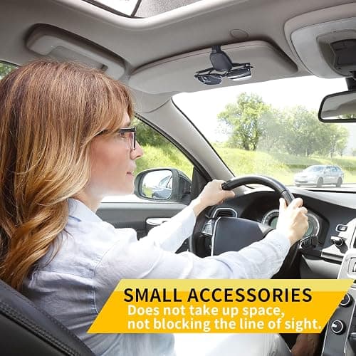 Yuoyar Sunglass Holder for Car, Magnetic Leather Sunglasses Holder and Ticket Card Clip, Car Visor Accessories, 2 Packs (Black) - Black thumbnail 5