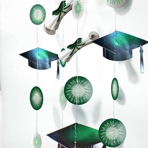Cheerland Graduation Party Decorations 2026 Green Garland Banner Streamer Cap Gown Diploma Degree Completion Academic Milestone Green Graduation Decor College University High School Backdrop Supplies thumbnail 7