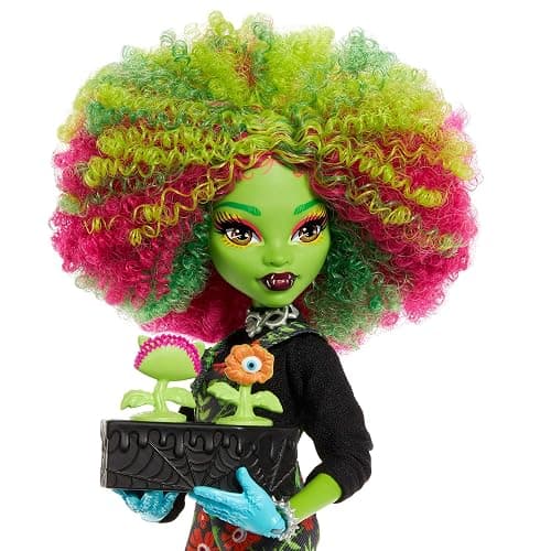 Monster High Fearbook Venus McFlytrap Doll and Accessories Set with Unearthed Club Theme including Varsity Jacket, Yearbook, and Gardening Tools thumbnail 2