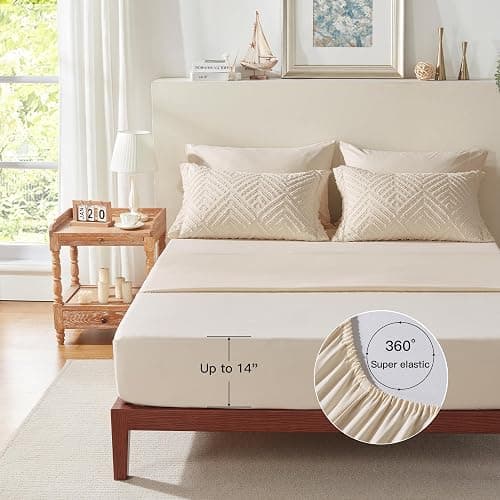 Zzlpp Queen Comforter Set 7 Pieces, Beige Bed in a Bag Queen Size, Tufted Boho Bedding Set with 1 Comforter, 2 Pillow Shams, 2 Pillowcases, 1 Flat Sheet, 1 Fitted Sheet thumbnail 6