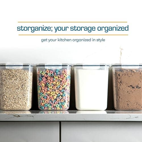 Storeganize Flour Sugar Storage Containers (5.3L/4pk) Great Rice Canisters Sets For The Kitchen pantry, Large Food Storage Containers With Lids Airtight thumbnail 7