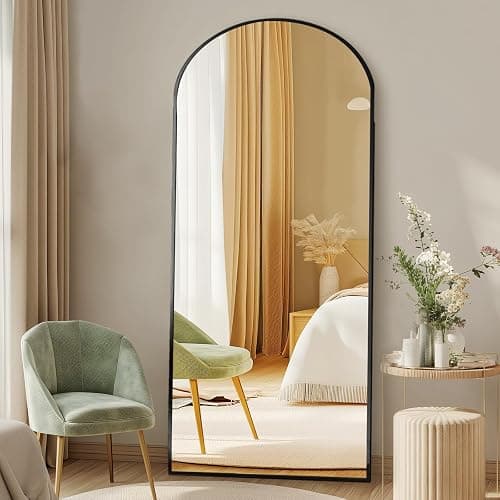 DUMOS Arched Full Length Mirror, 56"x21" Full Body Floor Standing Mirror with Aluminum Frame and Shatter Proorf Nano Glass, Modern Wall Hanging Leaning for Living Room, Home Decor, Black thumbnail 7