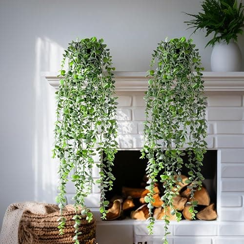Yarmare Artificial Hanging Plant 2 Pcs Faux Plant Ivy Vine Faux Eucalyptus Vines Fake Potted Greenery for Wall Living Room Home Shelf Office Bathroom Outdoor Indoor Decor (Type 6) - Image 1