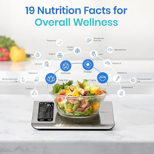 Etekcity Smart Food Kitchen Scale with Nutritional Calculator, Free App with 19 Nutrients Tracking, Calorie, Marco, Digital grams and ounces for weight loss, Premium Stainless Steel, 11lb thumbnail 3