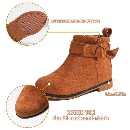 CIXVXCI Girls Boots Fashion Ankle Boots for Girls with Low Heel Short Suede Booties with Bow for Toddler/Little Kids thumbnail 2