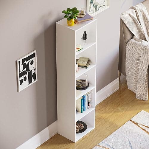 Vida Designs Oxford 5 Tier Cube Bookcase White - Modern Space-Saving Wooden Shelving Display Storage Unit - Freestanding - H132xW32xD24cm - Ideal for Living Room, Bedroom or Office thumbnail 7