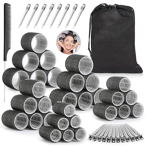 Thrilez 56PCS Hair Curlers Rollers with 5 Sizes 55mm 48 mm 40 mm 32 mm 25mm Jumbo Large Medium Small Rollers for Long Medium Short Thick Fine Lift Curler Volume, Hair Roller Set for DIY Hairdressing - Image 1