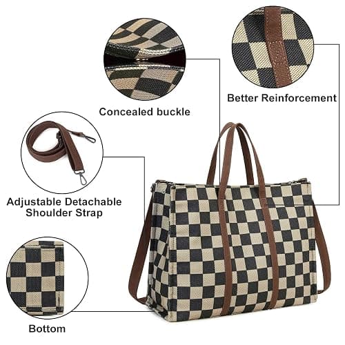 Laptop Tote Bag for Women Work 15.6 inch Canvas Shoulder Bags Computer Messenger Purse Teacher Handbag Office Briefcase thumbnail 4