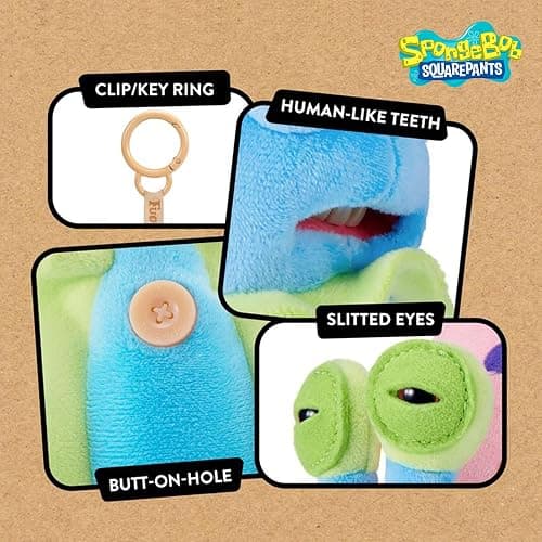 Fuggler SpongeBob 5-Inch Plush Keyring by ZURU, Funny Ugly Monster Bag Clip-on Stuffed Animal, Multiple Characters Available thumbnail 5