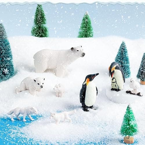 KFPPLXQ 20 Pcs Arctic Animals Figurines Toy Sets Includes 10 Pcs Polar Animals Penguin Polar Bear Whale Miniature Antarctic Winter Toys Suitable for Children Teacher Class thumbnail 7