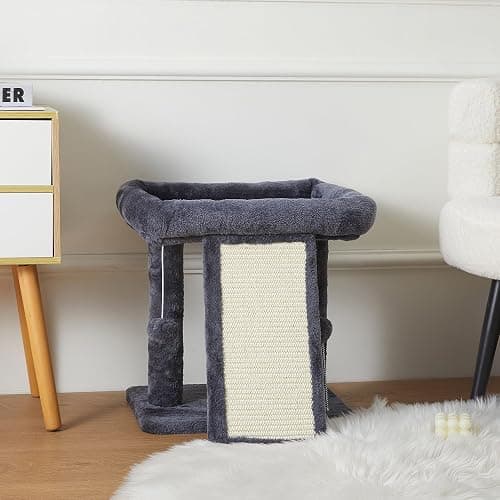 Psicway 17.1-inch Small Cat Tree Tower with Scratching Post for Indoor Cats,Grey thumbnail 6