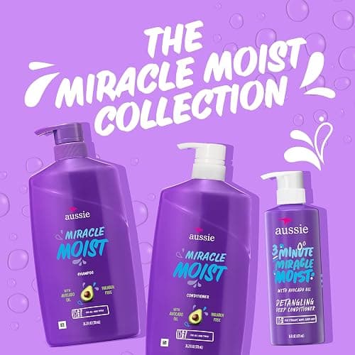 Aussie Miracle Moist Shampoo and Conditioner with 3 Minute Miracle Deep Conditioner, Avocado & Jojoba Oil, Paraben-Free, Moisturizes & Detangles, All Hair Types, Citrus Floral Scent, 3 Pack 68.4 Fl Oz thumbnail 8