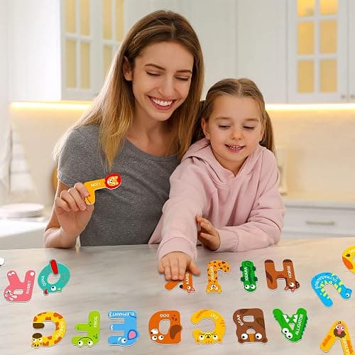 Large Size Magnetic Letters, Cute Animal Alphabet ABC Magnets for Fridge Colorful Uppercase Animals Toys Set Educational Spelling Learning Games for Kids, Toddlers 3 4 5 Years Old thumbnail 2