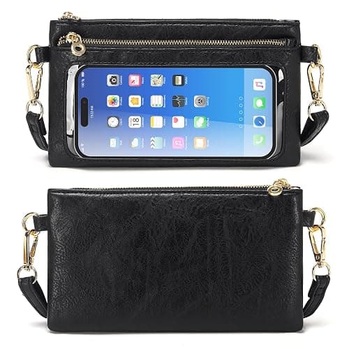 DIUY Women's Wallets Leather Small Crossbody Bag Wristlet Clutch Purse Slim Ladies Phone Bags with Shoulder Wrist Straps - Image 1