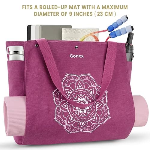 Gonex Yoga Mat Bag, Yoga Gym Bag Tote Bag with Multi Pockets For Women Men, Canvas Yoga Mat Carrier Take in Out Mat Easily For Pilates Travel Workout Office thumbnail 8