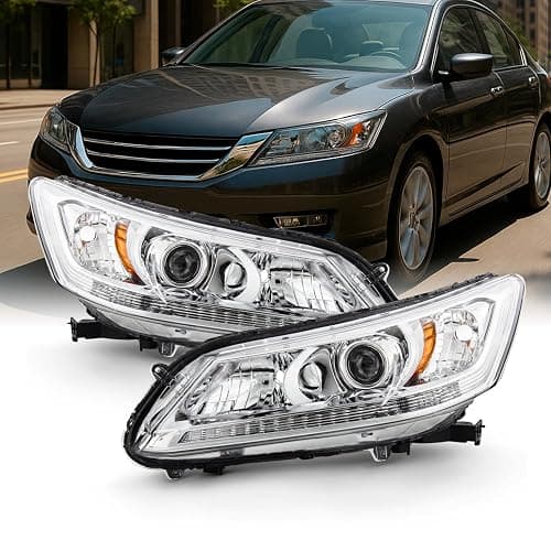 AKKON - Fits 2013 2014 2015 Honda Accord 4Door Sedan [Halogen Type] Chrome Clear Headlights Pair Left Driver+Right Passenger - Image 1