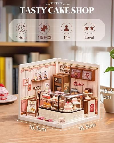 Rolife Super Creator DIY Miniature Plastic House Building Set - Cake Shop | 6" Stackable Diorama Tiny Room Kit Construction Set with LED Suitable for Mini Figures Project for Beginners Gift for Family thumbnail 2