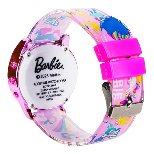 Mattel Barbie Kids Digital LCD Watch with Curved Bezel, Flashing Dial Lights and Printed Pink Strap Featuring Barbie and Unicorn Graphics Ages 4+ Fits Wrists 5.5"-8" thumbnail 8