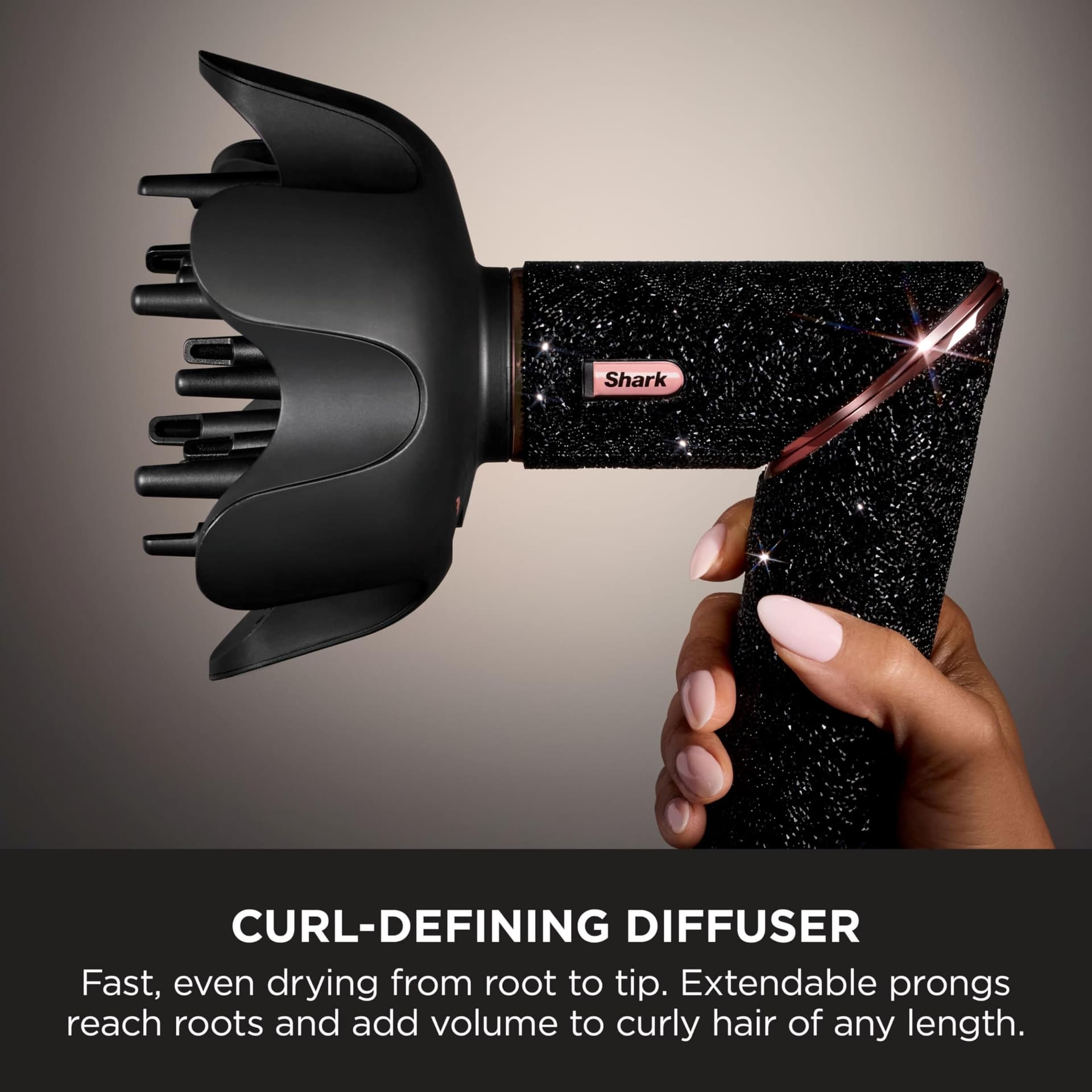Shark FlexStyle Air Styling & Drying System, No Heat Damage, For All Hair Kind, Hair Dryer & Styler, Twist to Transform, HD446JB, Black Sparkle Limited Edition thumbnail 3