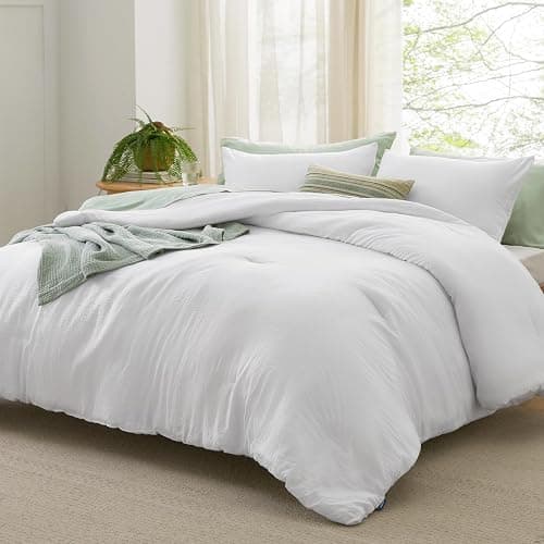 Bedsure Twin/Twin XL Comforter Set, White Soft Prewashed Bedding for All Seasons, 2 Pieces GentleSoft™ Warm Down Alternative Bed Set, 1 Lightweight Comforter (68"x88") and 1 Pillowcase (20"x26") - Twin/Twin XL - 02 - White thumbnail 2