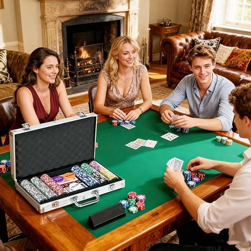 SPORTNOW Mallette de Poker Coffret de Poker Complet, verrouillable, avec 300 jetons 5 dés 2 Jeux de Cartes 3 Boutons 1 Tapis en Feutre + 2 clés Aluminium thumbnail 8