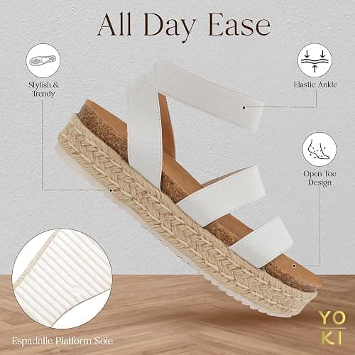 YOKI CHIARA-10 Strappy Womens Sandals With Espadrille Platform - Slip On Wedge Sandals For Women, Lightweight Comfortable Wedge Sandal thumbnail 4