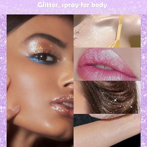 Yosca Body Glitter Spray, 30ML Iridescent Body Shimmer Powder Spray Glitter | Sparkle Spray on Glitter Hairspray High Gloss Fairy Dust Festival Concert Party Rave Accessories for Clothes Hair Face Nail thumbnail 5