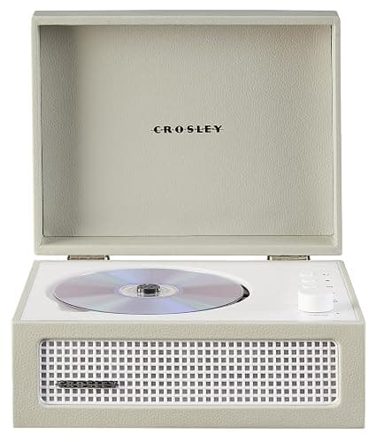 Crosley Voyager Portable CD Player with Bluetooth, Built-In Stereo Speakers & FM Radio – Rechargeable CD Players for Home, Office & Travel with Headphone Jack, Aux Input - Vintage Suitcase Design - Image 1