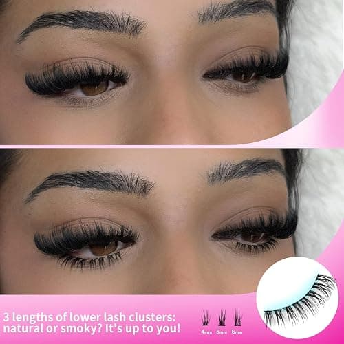 Volume Lash Clusters Spikes Eyelash Extensions Thick Lash Extensions DIY Eyelash Extensions at Home with Bottom Eyelash Clusters (12mm-19mm, 312Pcs in Total) thumbnail 6