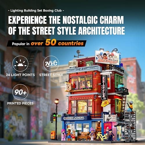 Lumibricks Street Fusion Boxing Club Lighting Building Bricks Set - City Town Modular Playset Collection Display kit with Minifigures 3036 Pcs for Adults & Teens & Life Enthusiasts thumbnail 3