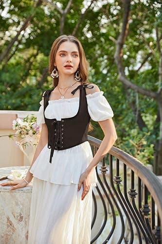 Scarlet Darkness Womens Boned Renaissance Fairy Pirate Underbust Corset Top | Tie-Strap Underbust Corset, Front Lace-Up, Side Zip & 11 Shaping Bones. Non-stretch Fabric for Ren Faire, Parties & Cosplay thumbnail 3