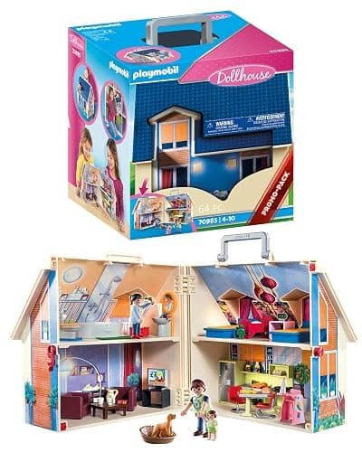 Playmobil 70985 Maison transportable - Dollhouse - avec Trois Personnages, Salle de Bains, Chambre, Salon et Cuisine - Tout équipée - La Maison Traditionnelle - s'ouvre s'emporte Partout - Dès 5 Ans - Image 1