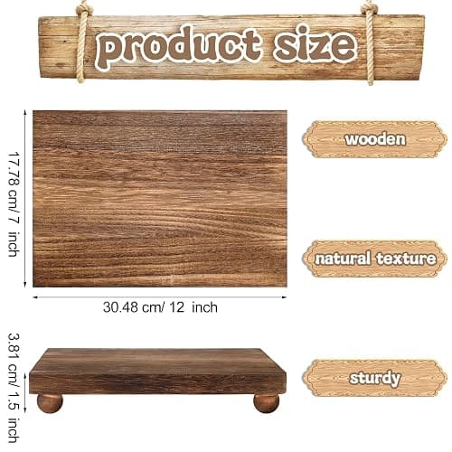 Amyhill Wood Pedestal Stand Kitchen Soap Tray Farmhouse Wooden Riser Stand for Kitchen Bathroom Counter Table Decor Plant Candle Vases Display (Dark Brown, 12 x 7 inch) thumbnail 3