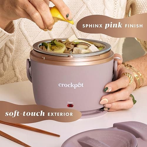 Crock-Pot 20-Ounce Electric Lunch Box, Portable Food Warmer, Blush Pink | Perfect for Travel, Car, On-the-Go | Spill-Free, Dishwasher-Safe thumbnail 5
