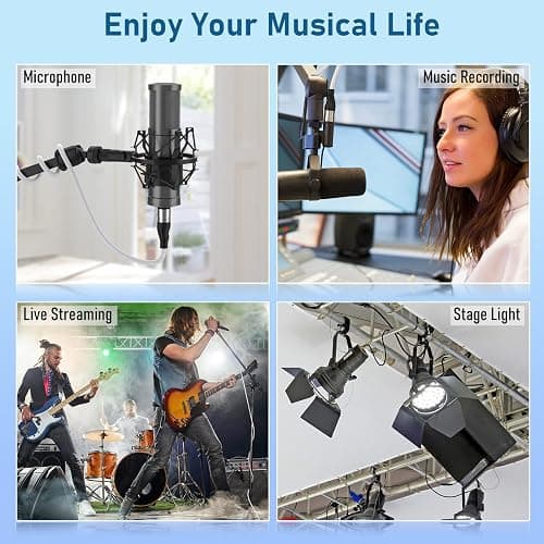 EBXYA XLR Cable 50ft 2 Packs - Premium Balanced Microphone Cable with 3-Pin XLR Male to Female Mic Speaker Cable, White - 50 Feet-2 Pack - White thumbnail 5