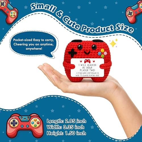 Handmade Crochet Game Controller Décor, Romantic Gift for Couples, Valentine’s Day, Anniversary, Cute Desk Decoration, Gaming Room Accessories Stuff, Handmade Home Décor for Boyfriend Girlfriend thumbnail 3