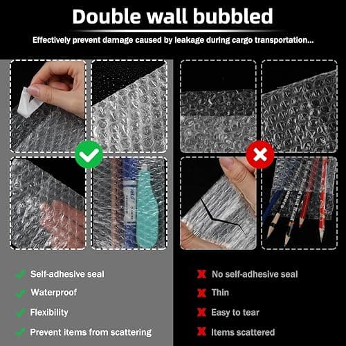Frienda 300 Pcs Clear Self Sealing Bubble Cushion Bags Double Wall Bubble Pouch Bag Plastic Shockproof Protective Packing for Small Business Moving Shipping Packaging Storage(4" X 6") thumbnail 5