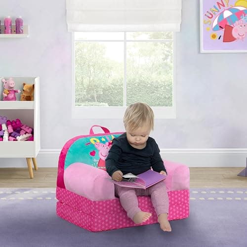 Delta Children - Peppa Pig Cozee Buddy Flip-Out Kids Chair - Greenguard Gold Certified, Pink thumbnail 2