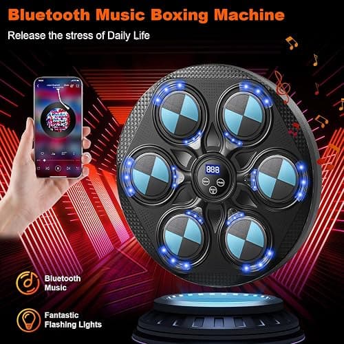 Music Boxing Machine,Bluetooth Music Boxing Machine with Boxing Gloves,15 Speed ​​Modes Musical Boxing Machine,Smart Wall Mounted Boxing Machine Target Training for Adults and Kids Home Exercise thumbnail 2