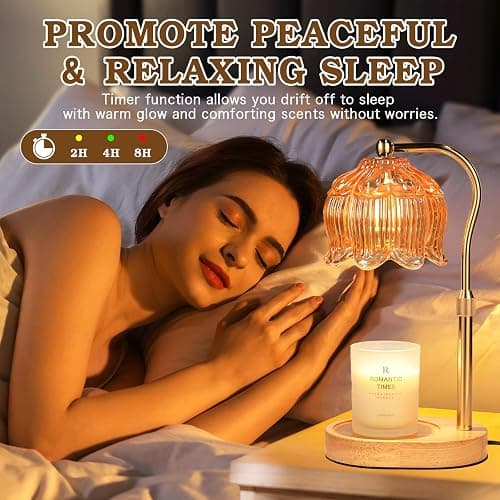 Funistree Christmas Birthday Gifts for Women, Candle Warmer Lamp with Timer & Height Adjustable, House Warming Gift for New Home Essentials, Gift for Mom Her Grandma, Flower Candle Warming Lamp thumbnail 7