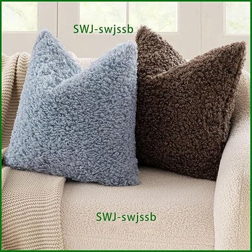 Teddy Fleece Kissenbezüge 40x40 60x60 2er Set Kissenbezug 50x50, Sofa Kissenhüllen Für Dekokissen Dekorative Zierkissen -hüllen, Kissen Bezug Vielseitig Einsetzbar(Chocolate brown,45x45 cm Set of 2) thumbnail 5