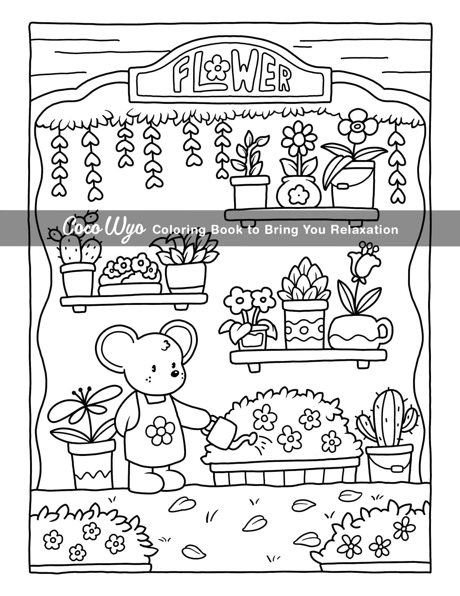 Cozy Spaces: Coloring Book for Adults and Teens Featuring Relaxing Familiar Corners with Cute Animal Characters for Stress Relief thumbnail 3
