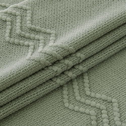 MIULEE Sage Knitted Throw Blanket for Couch Boho Green Textured Cozy Woven Decorative Farmhouse Blanket with Tassels for Sofa Chair Bed Living Room, Lightweight Spring Home Decor 50"x60" thumbnail 4